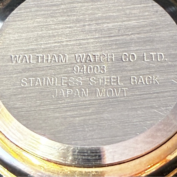 Waltham Woman's Gold Tone Mother Of Pearl Face Rhinestone Analog Watch - Picture 2 of 8